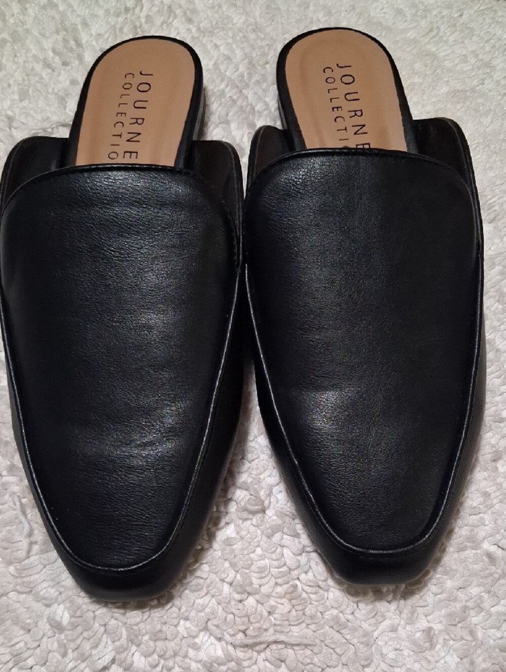 Journee Collection Men’s Black Slip-On Leather Mules - Picture 5 of 6